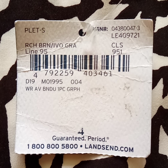 Lands' End Brown & White Zebra Print One Piece Swimsuit-🆕 - Picture 5 of 12